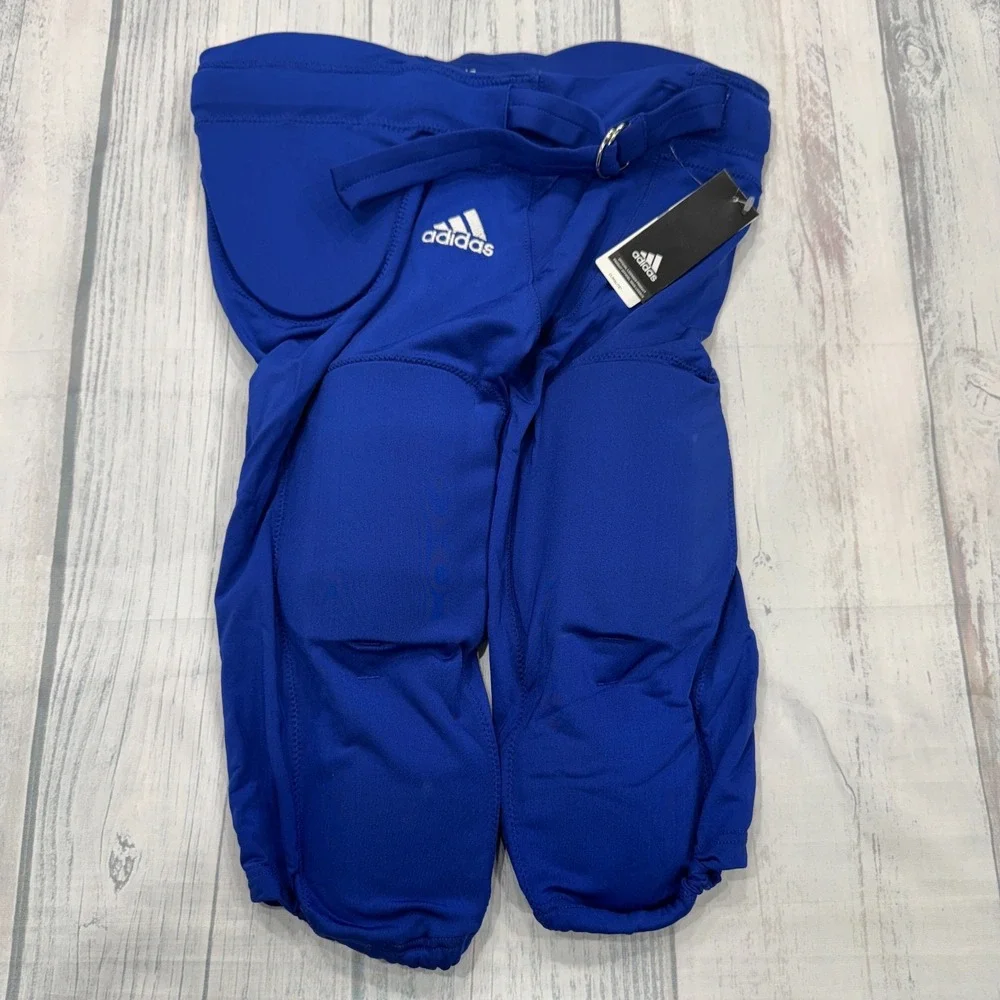 NWT Adidas Football Pants with Pads & Belt Large Blue‎ Practice Game Adult Mens